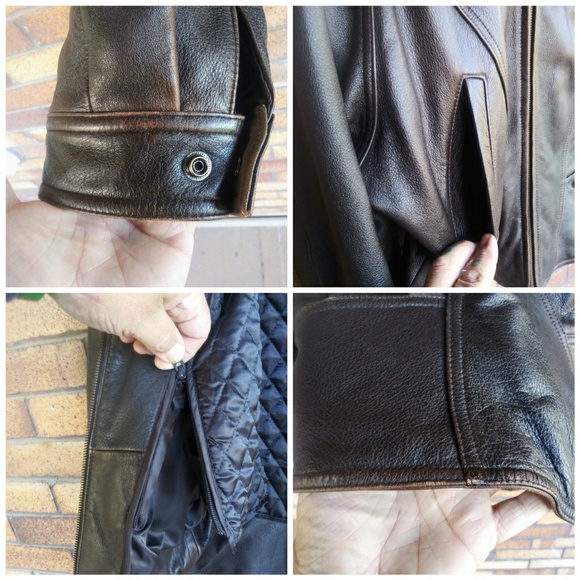 Wilson's Cropped Brown Leather Jacket Zip Liner M - Picture 7 of 8